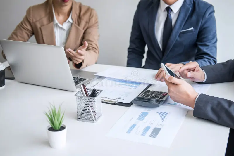 group-business-partner-professional-team-working-together-meeting-discussing-analyzing-new-strategy-marketing-145700868